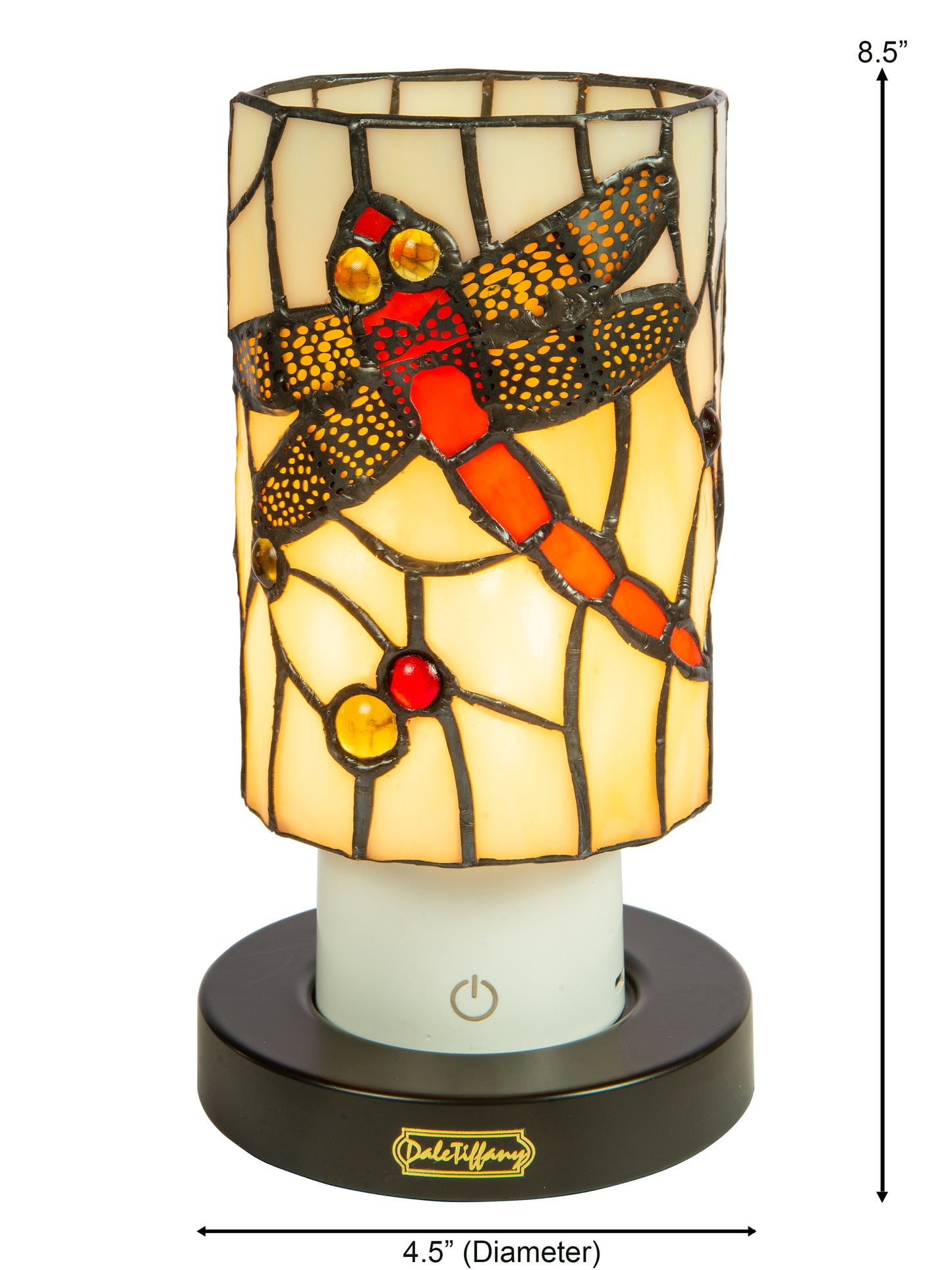Red Damselfly Cordless Rechargeable Tiffany Accent Lamp