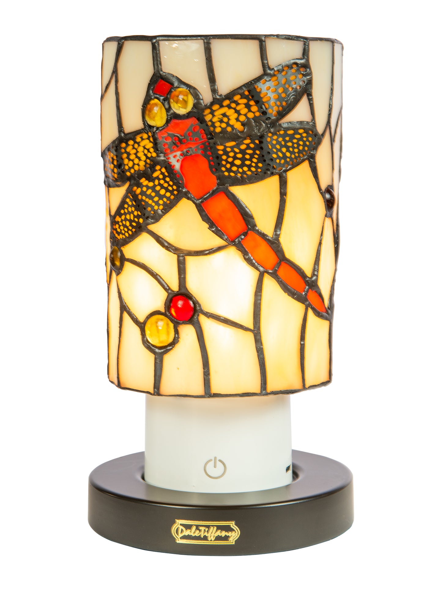 Red Damselfly Cordless Rechargeable Tiffany Accent Lamp