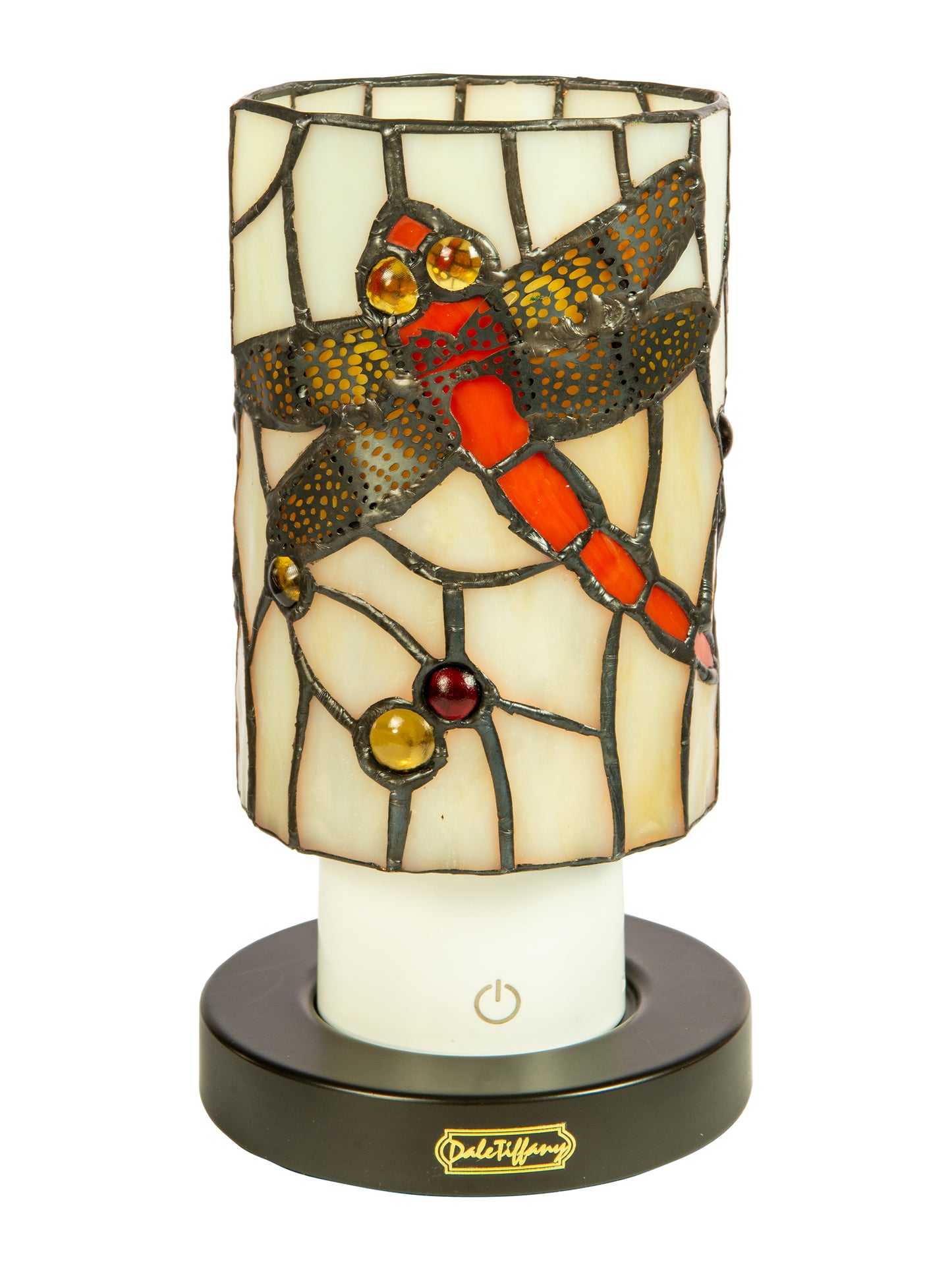 Red Damselfly Cordless Rechargeable Tiffany Accent Lamp