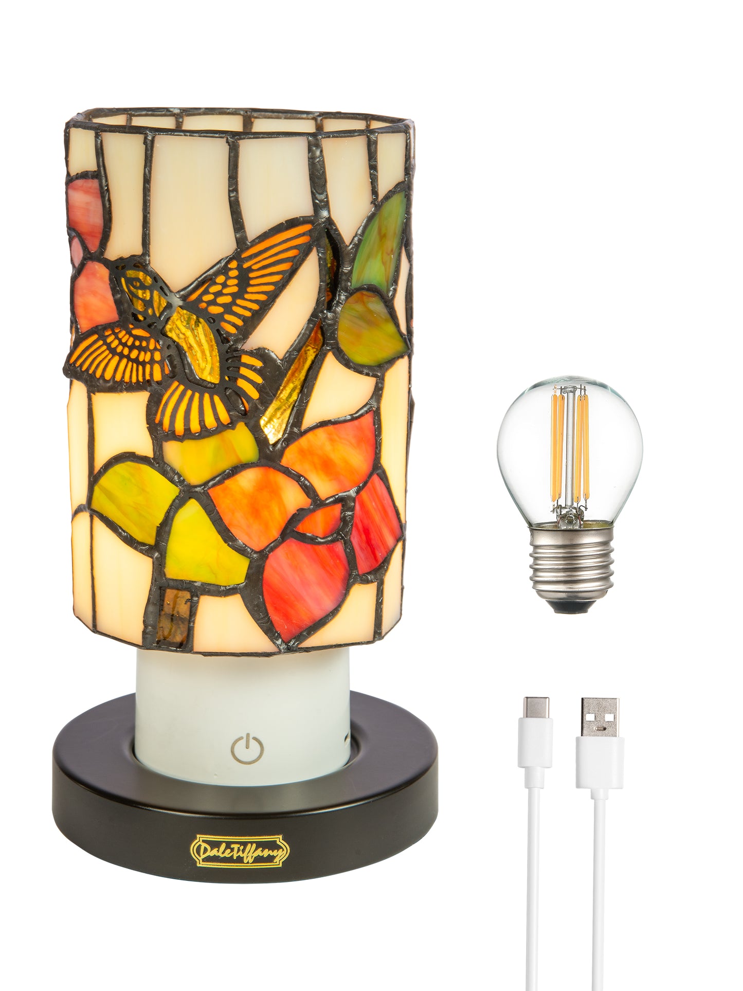 Calliope Hummingbird Cordless Rechargeable Tiffany Accent Lamp