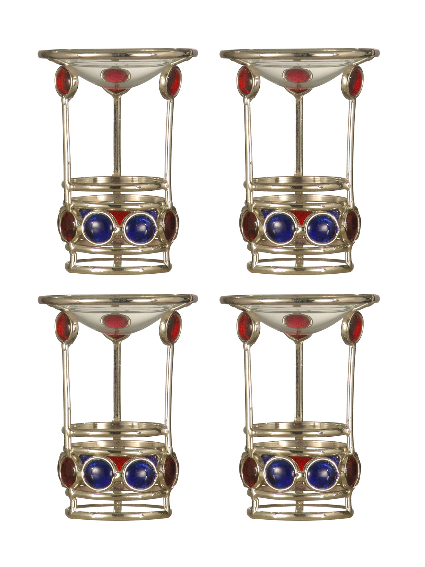 4-Piece Red Blue Jewel Candle Warmer
