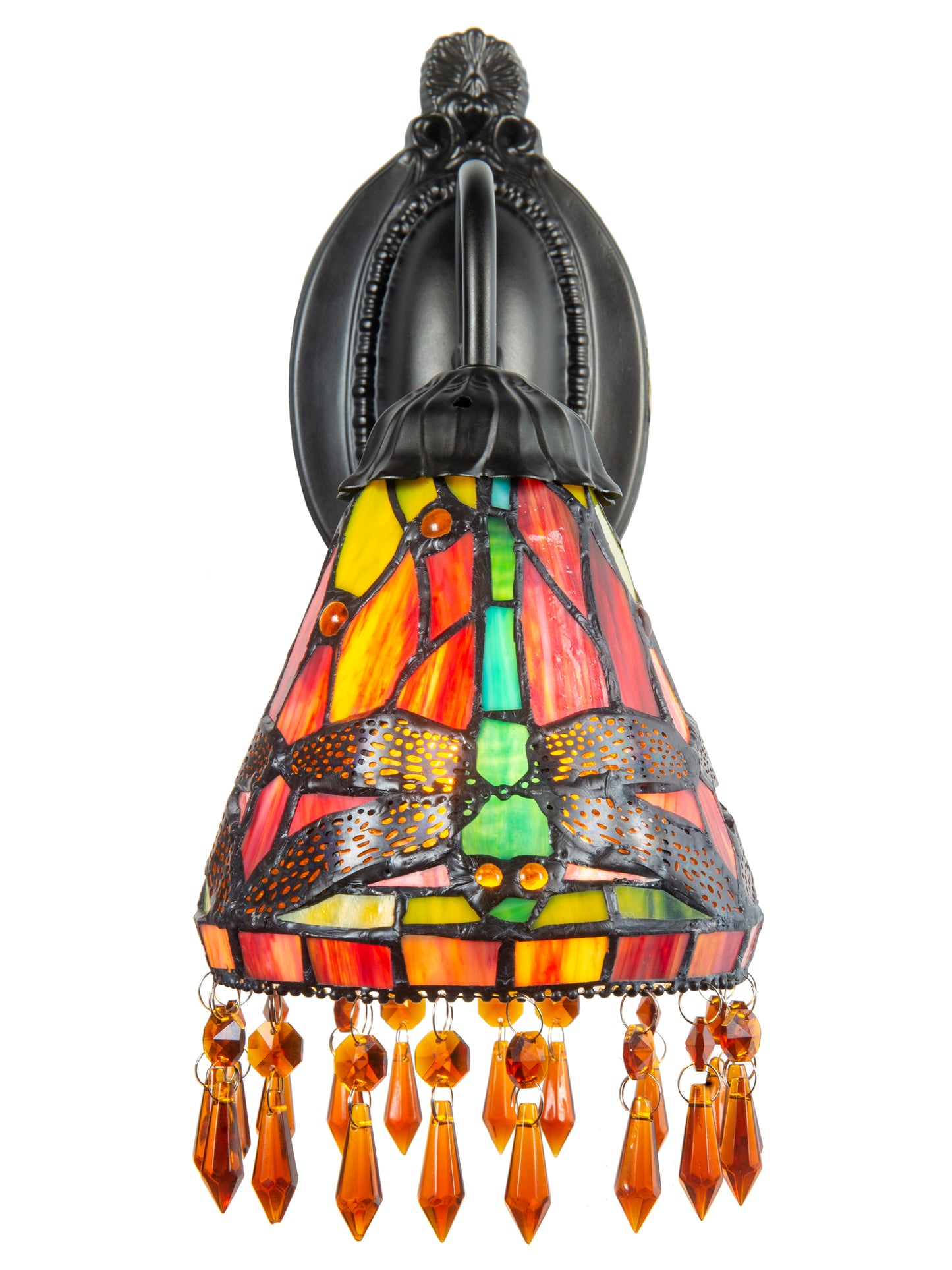 Dragonfly Beaded 2-Piece Tiffany Wall Sconce Set
