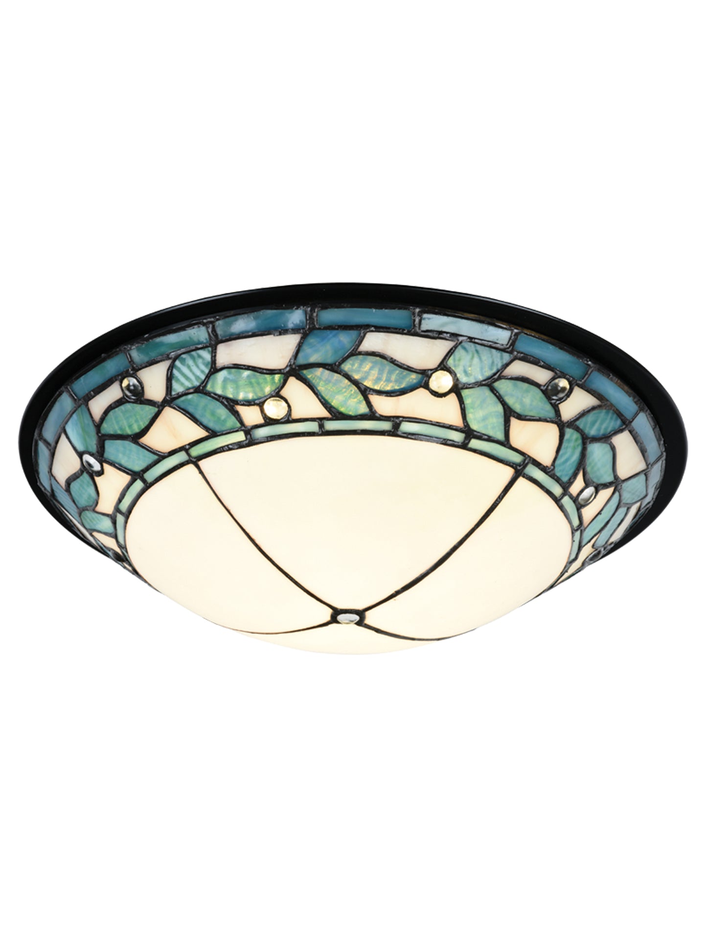 Green Leaves Integrated LED Dome Tiffany Flush Mount