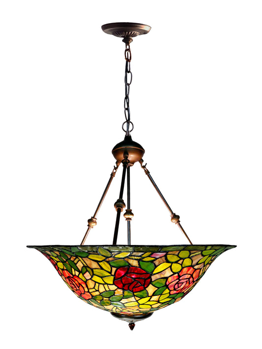 Rose Bush Inverted Tiffany Hanging Fixture