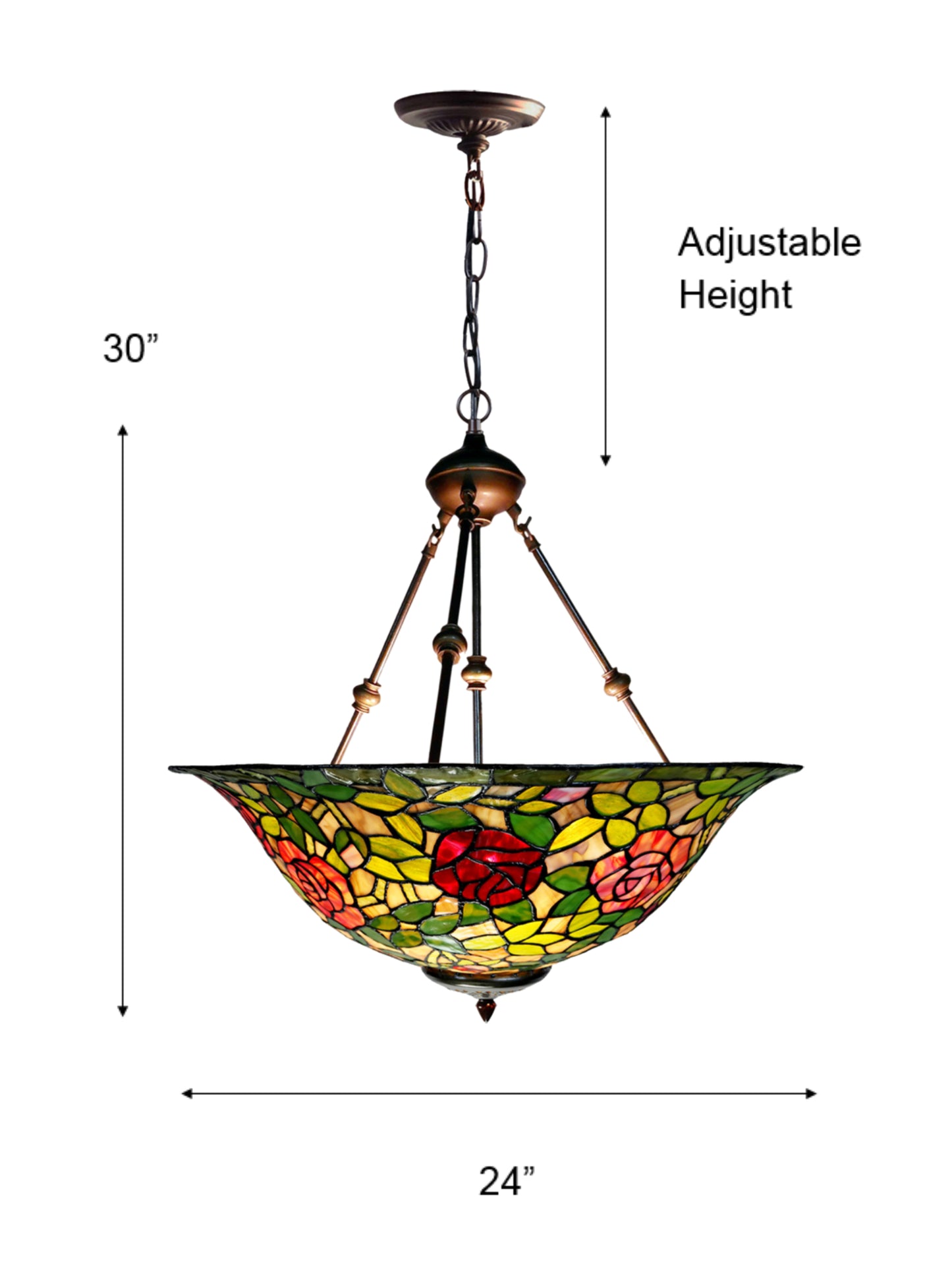 Rose Bush Inverted Tiffany Hanging Fixture