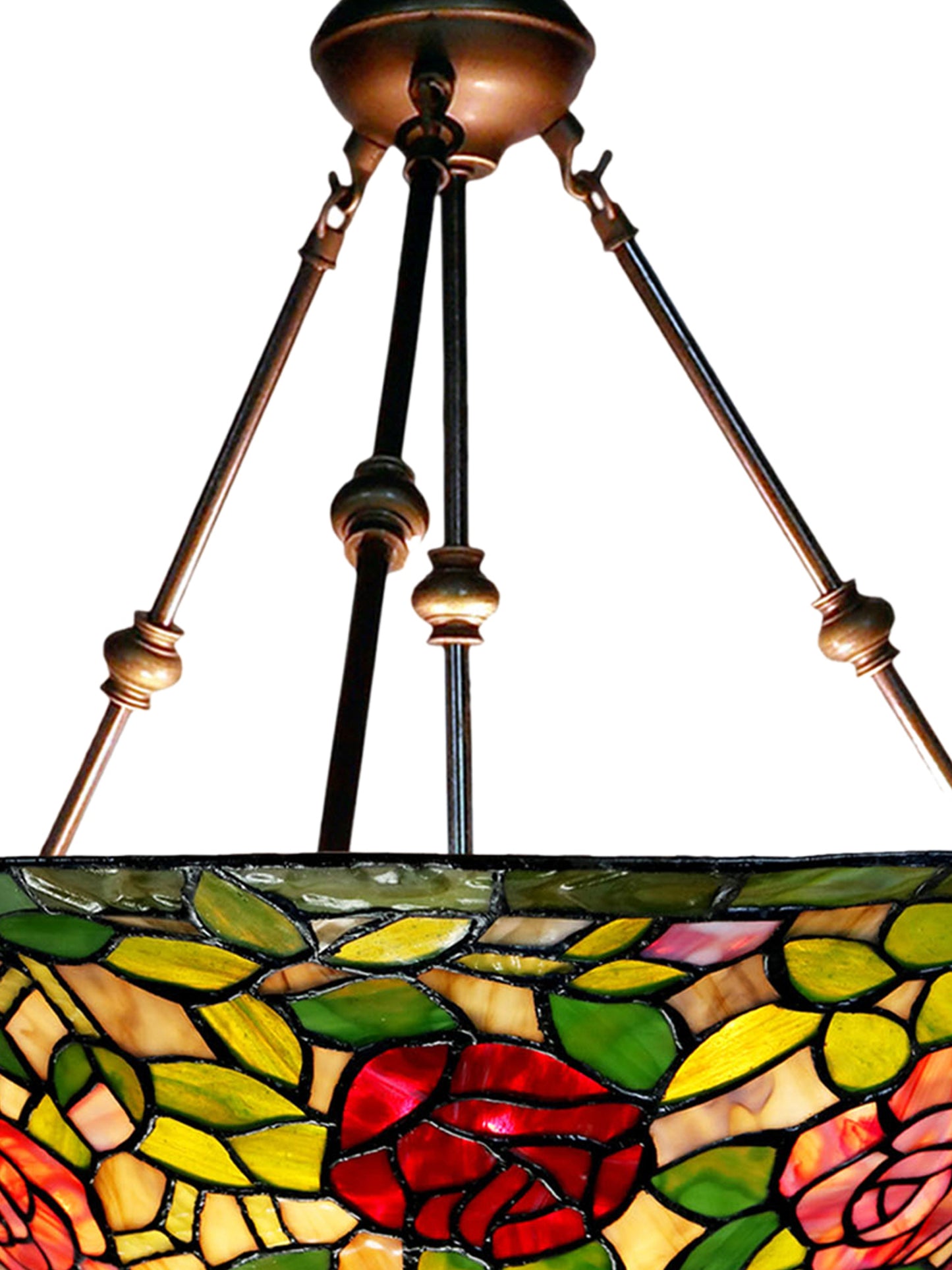 Rose Bush Inverted Tiffany Hanging Fixture