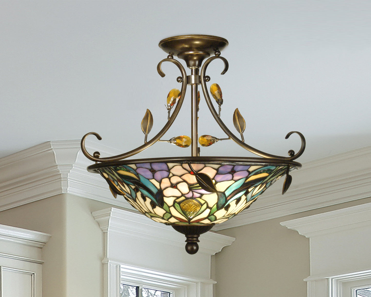 Peony Crystal Semi Flush Mount