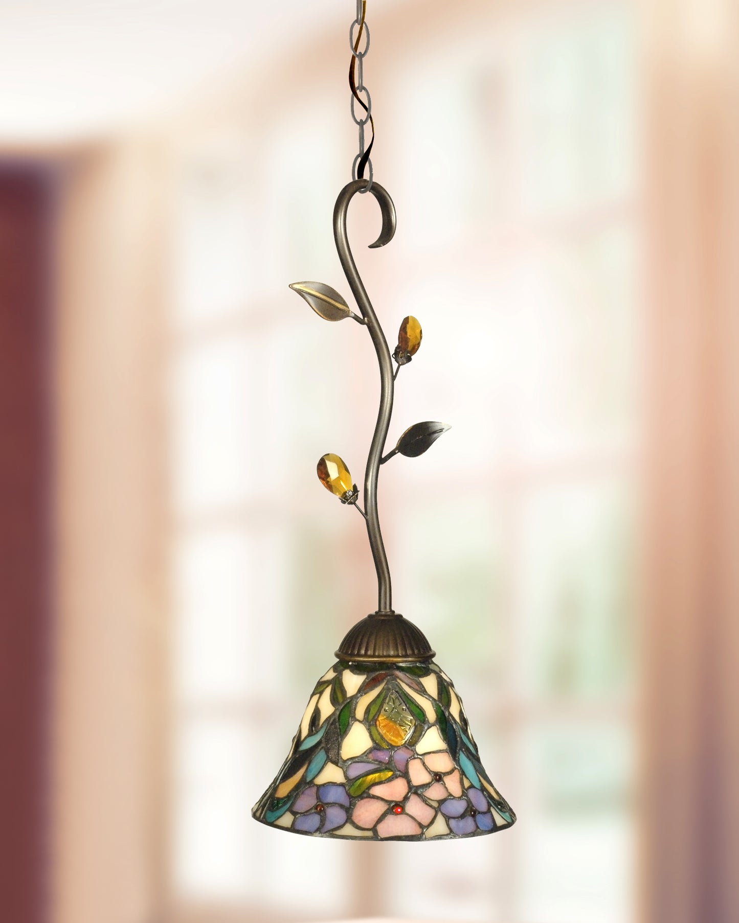 Crystal Peony Tiffany Hanging Fixture