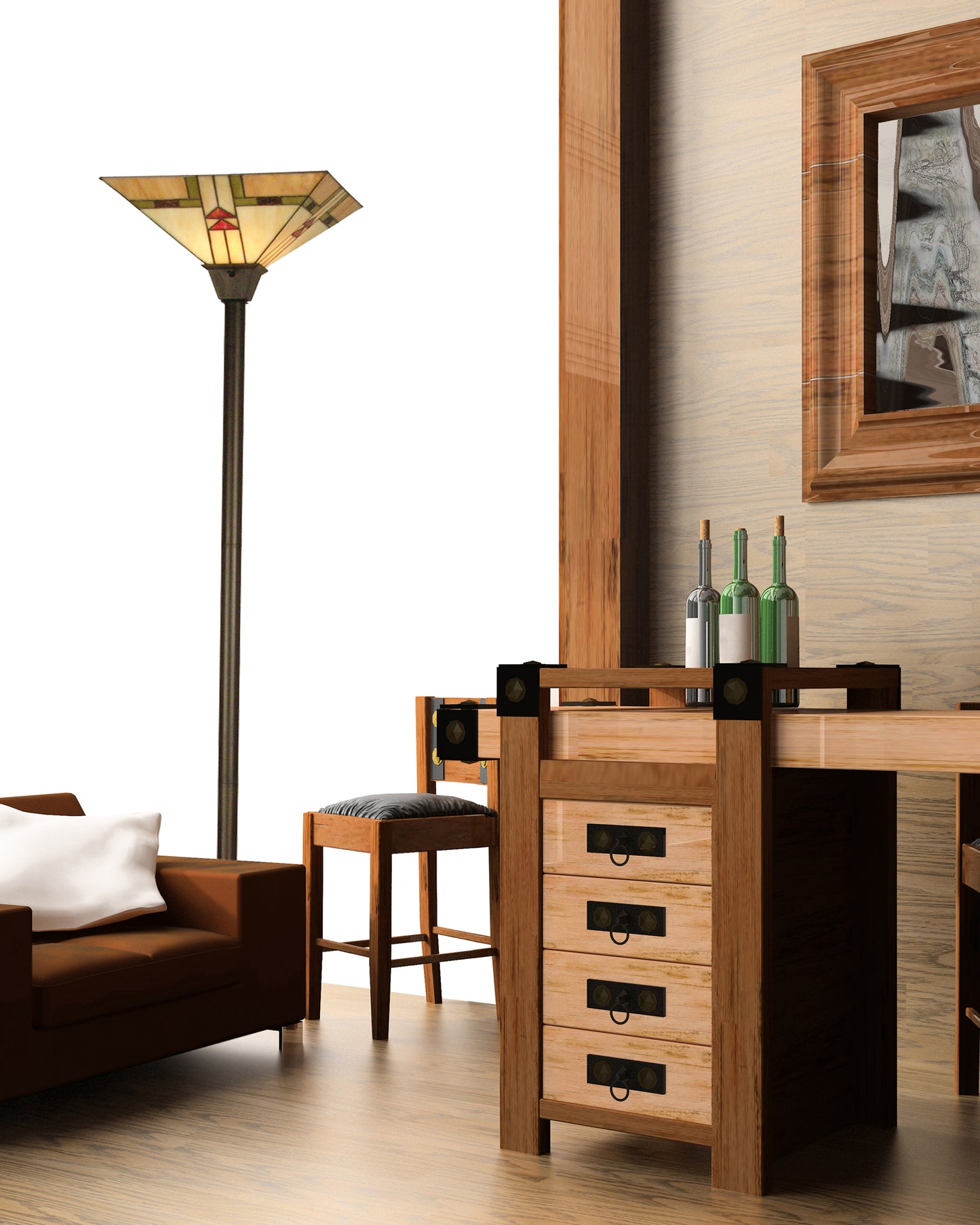 Arrowhead Mission Tiffany Torchiere Floor Lamp