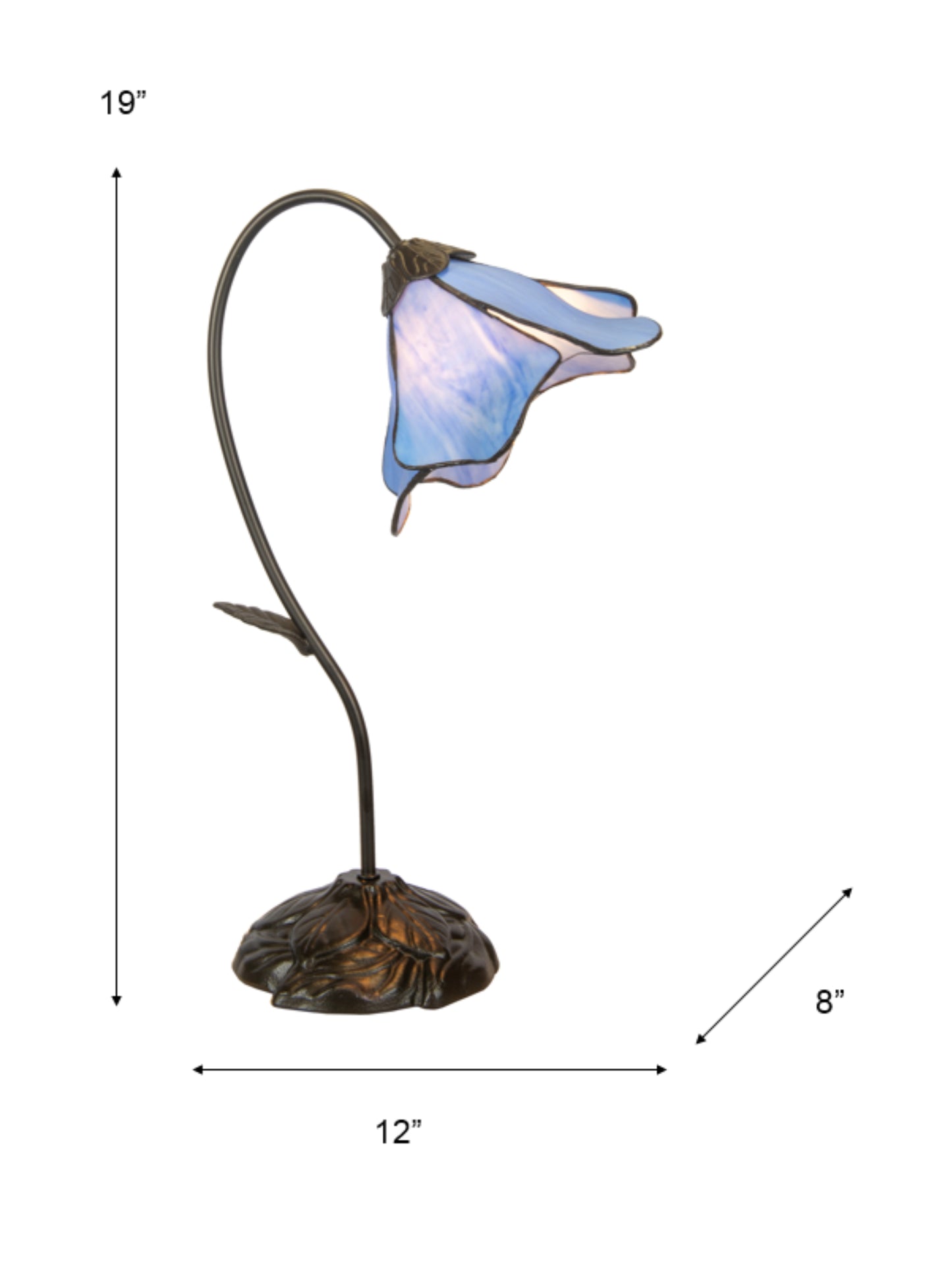 Poelking 1-Light Blue Lily Tiffany Table Lamp