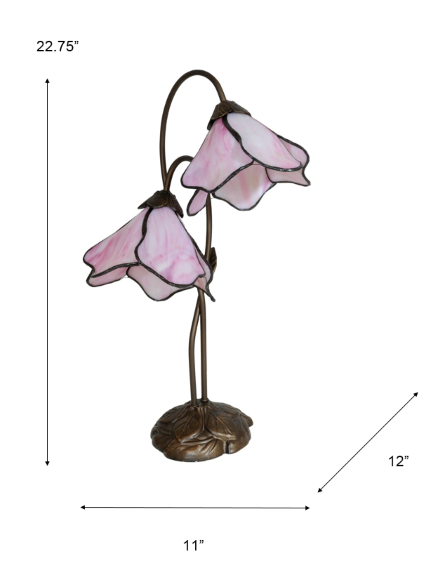 Poelking 2-Light Pink Lily Tiffany Table Lamp