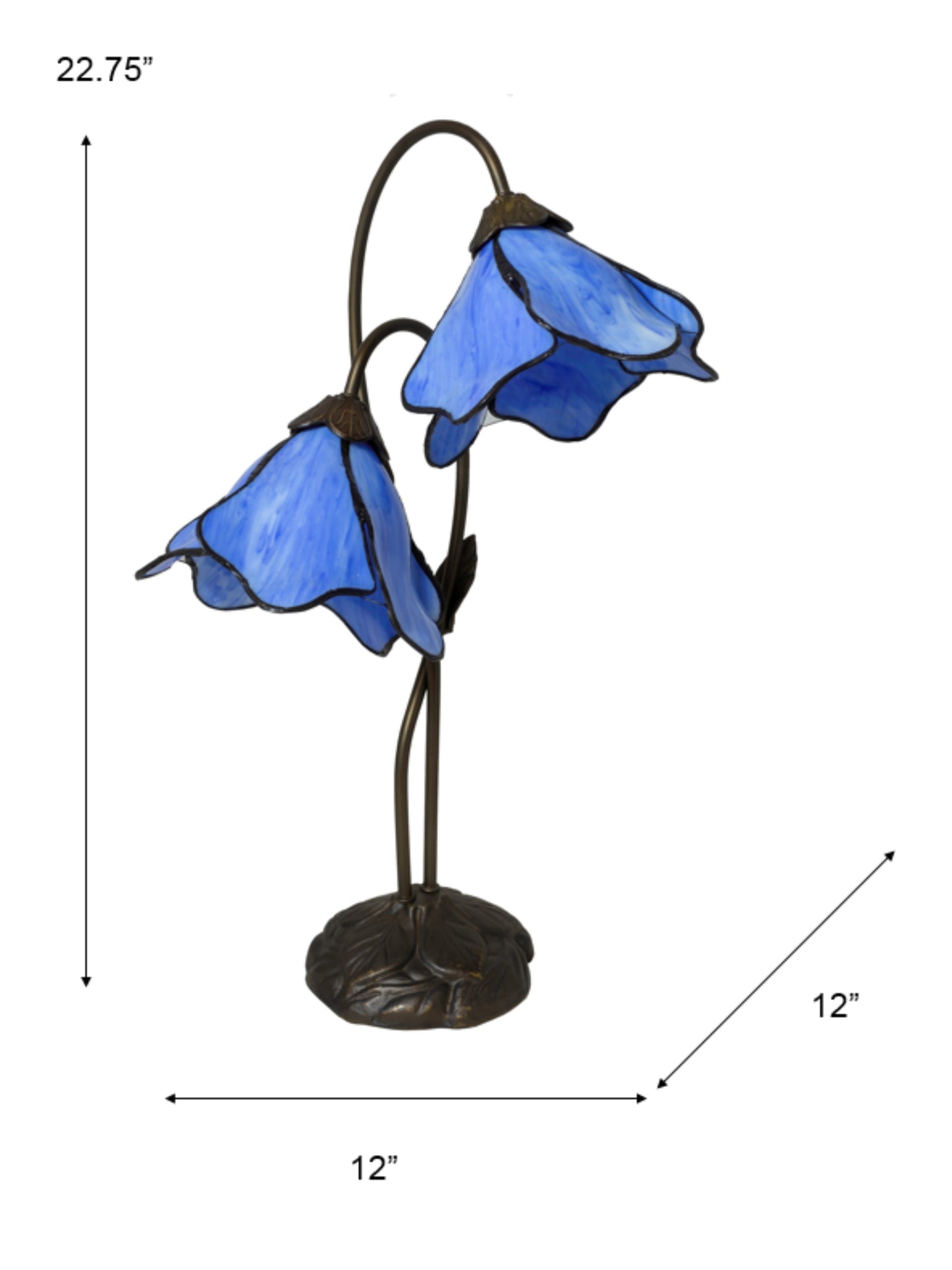 Poelking 2-Light Blue Lily Tiffany Table Lamp