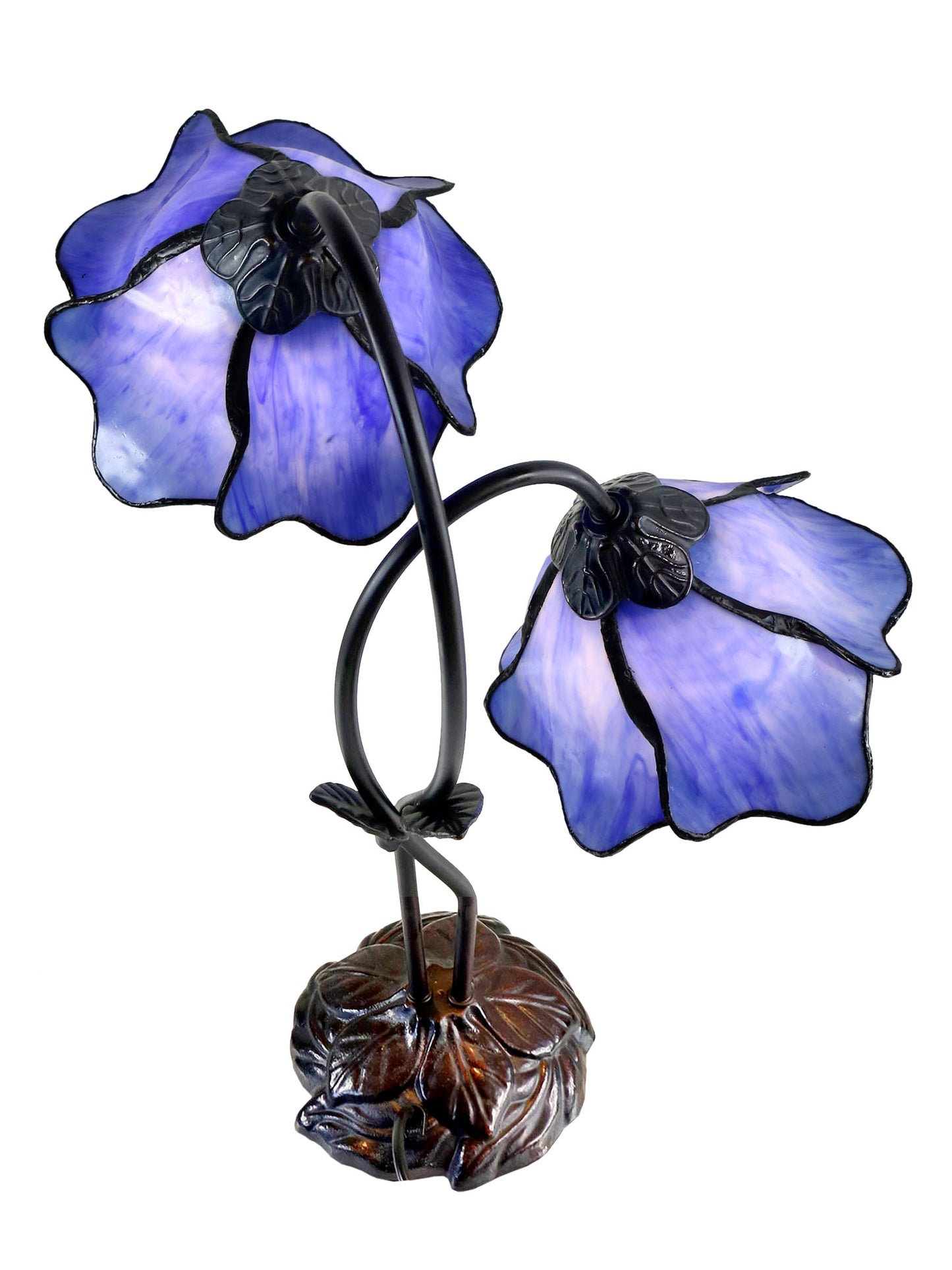 Poelking 2-Light Blue Lily Tiffany Table Lamp