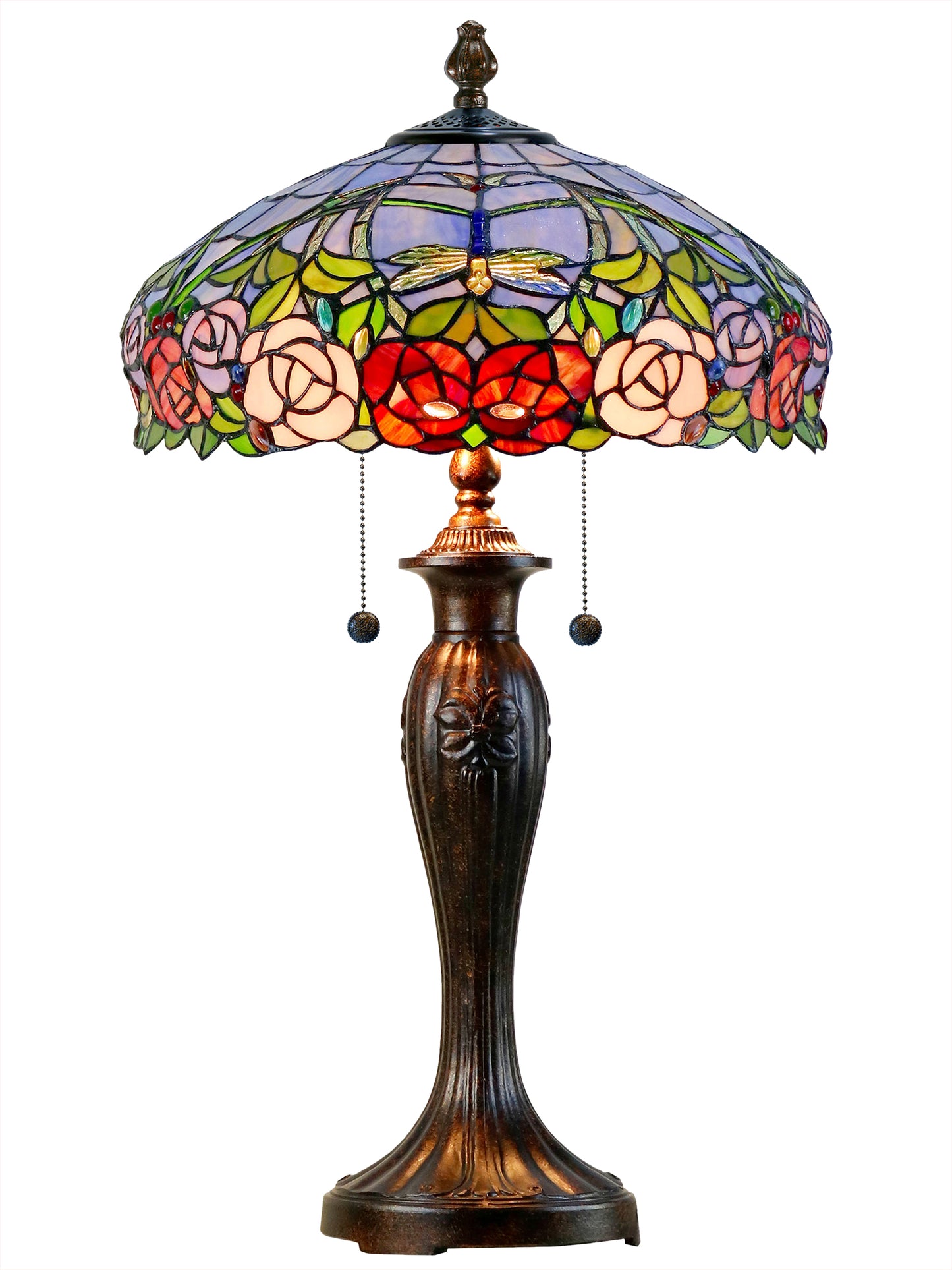 Zenia Rose Blue Tiffany Table Lamp