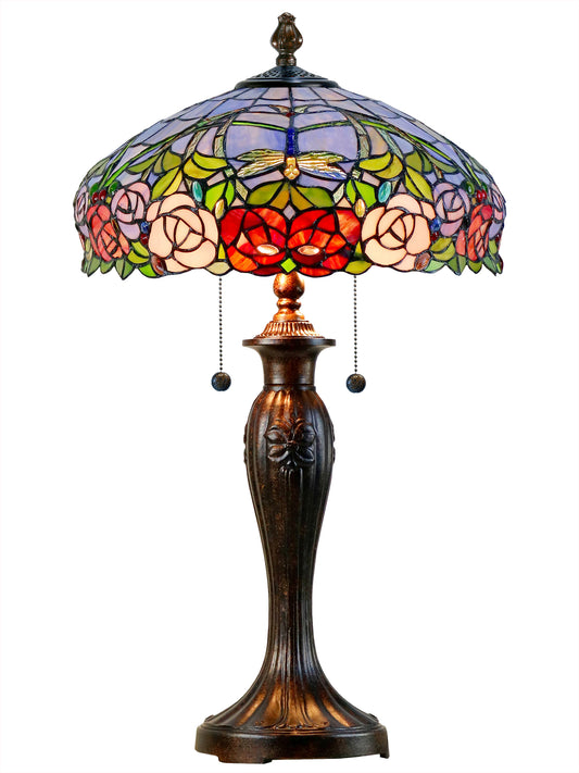Zenia Rose Blue Tiffany Table Lamp