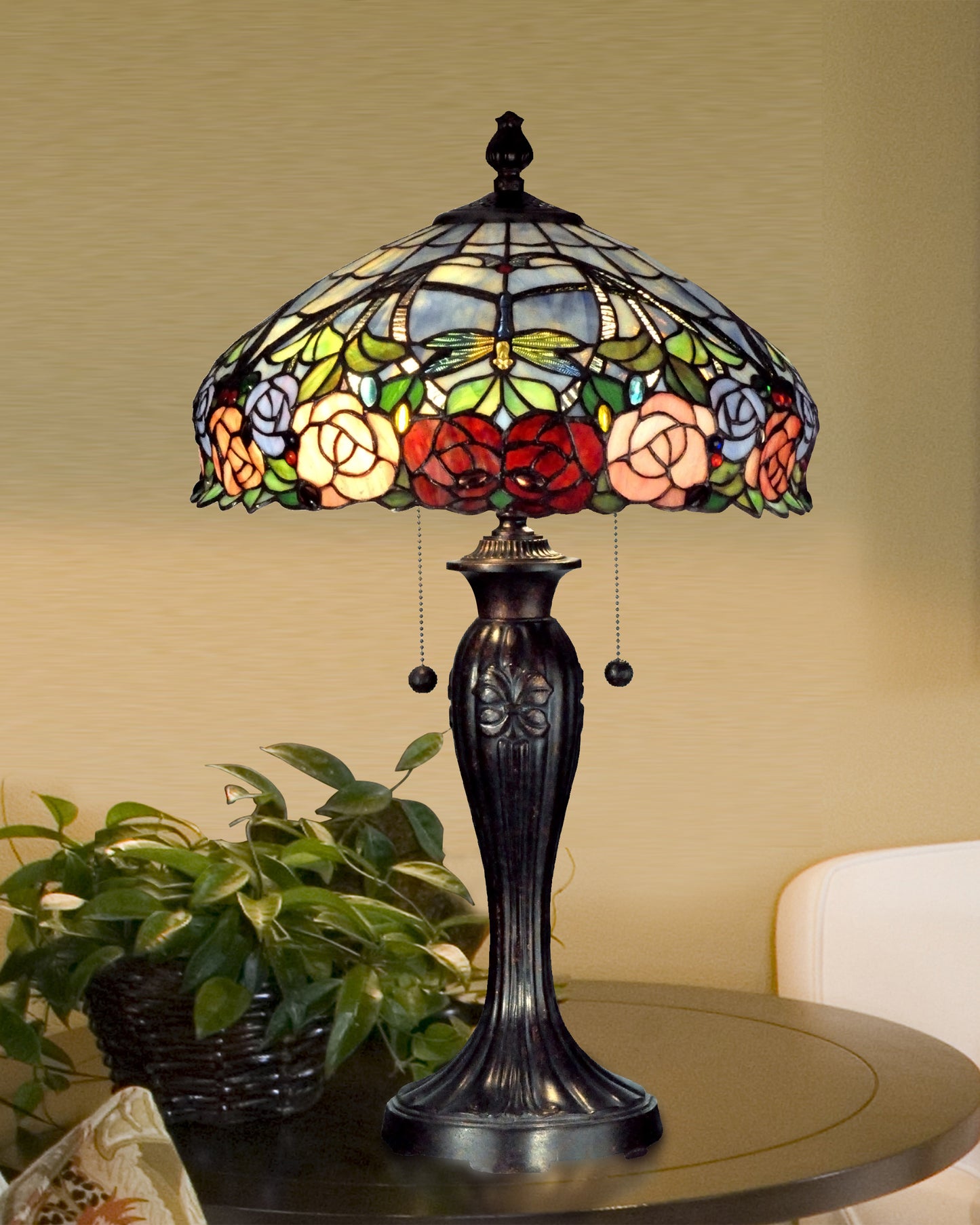 Zenia Rose Blue Tiffany Table Lamp