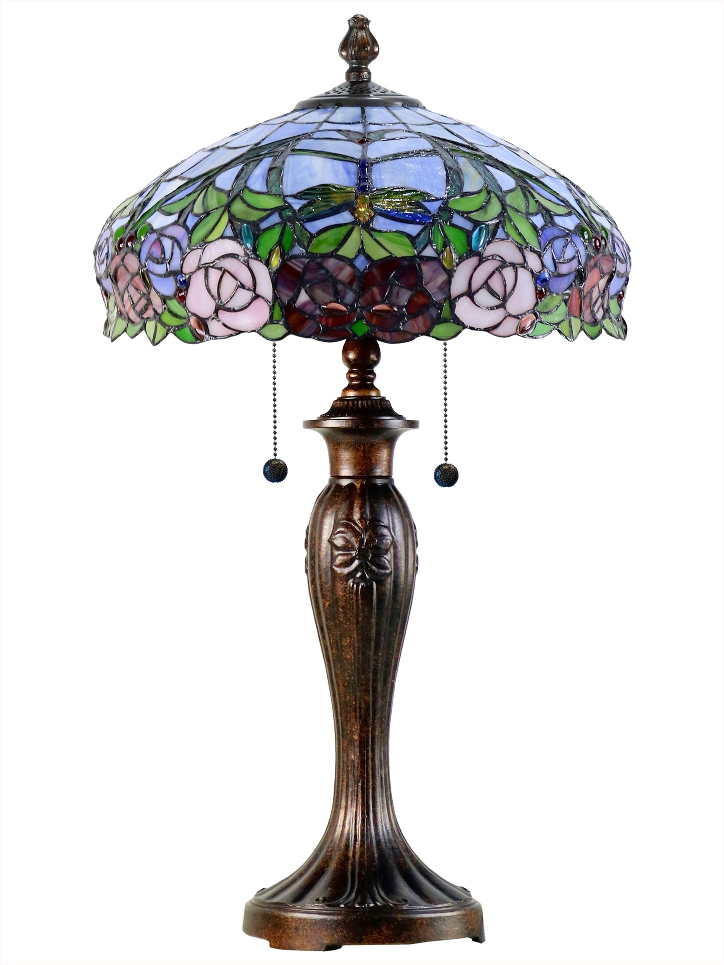 Zenia Rose Blue Tiffany Table Lamp