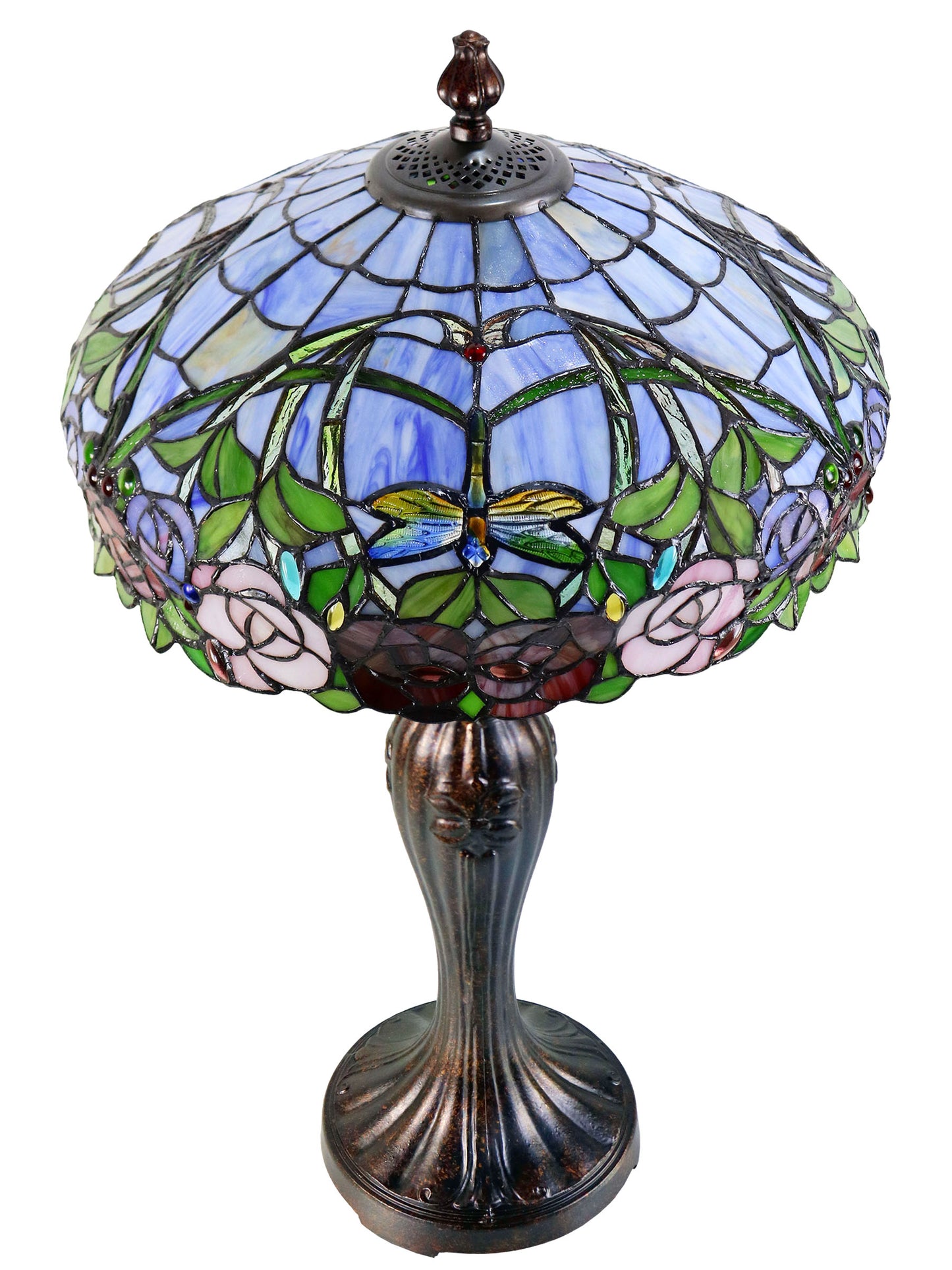 Zenia Rose Blue Tiffany Table Lamp