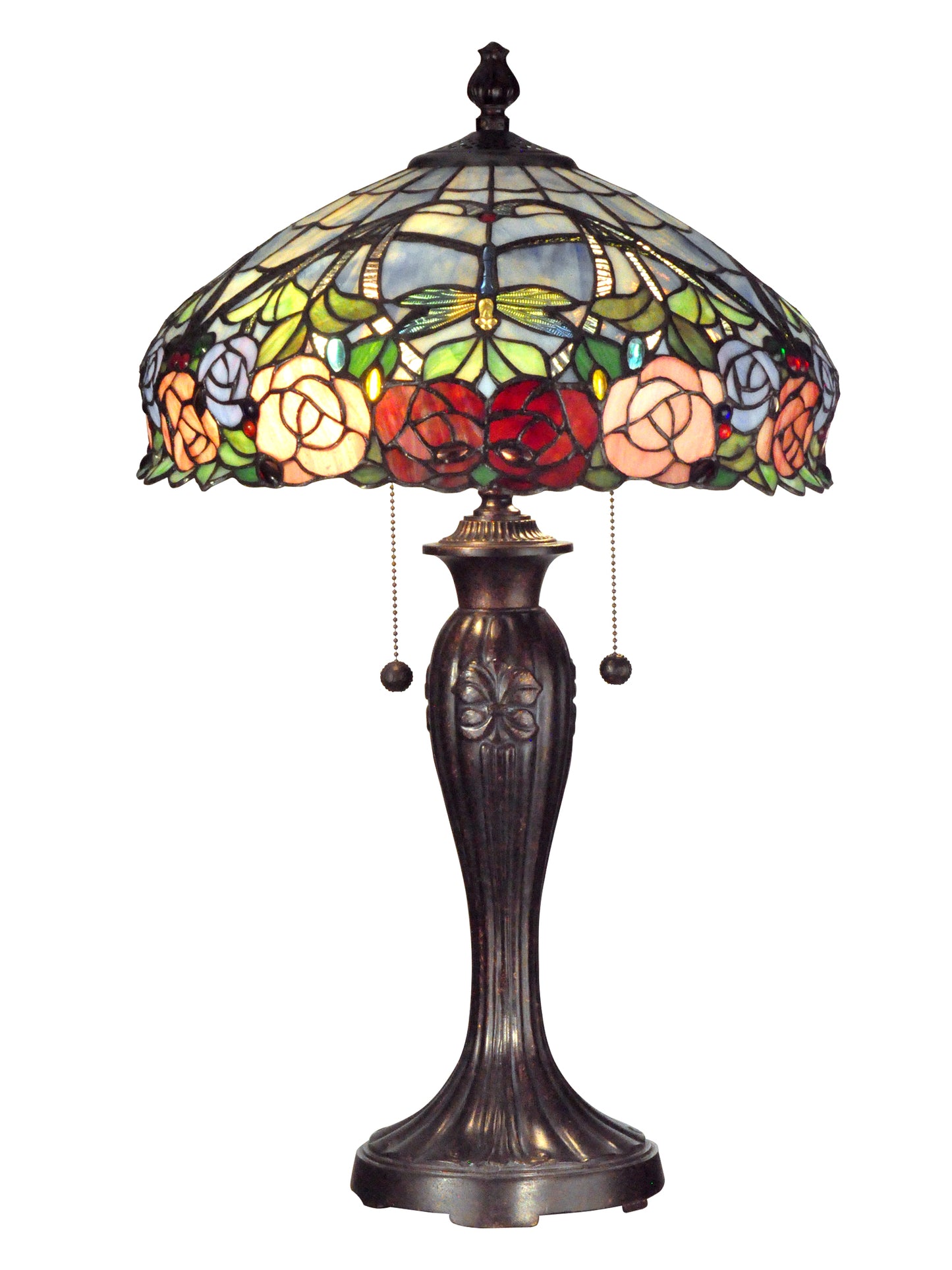Zenia Rose Blue Tiffany Table Lamp