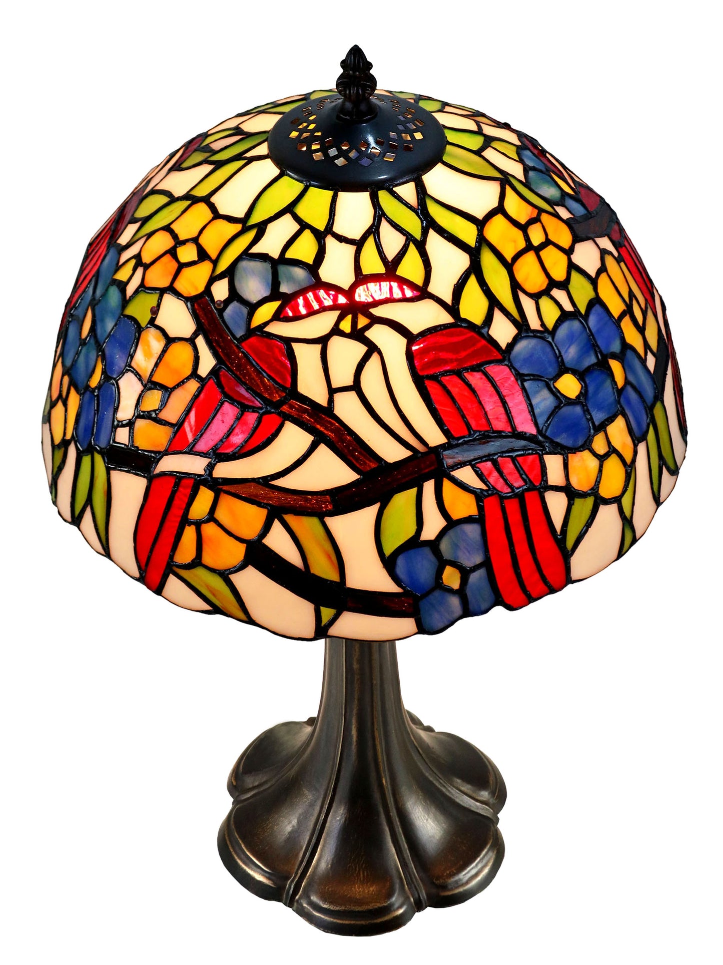 Lovebirds Floral Tiffany Table Lamp