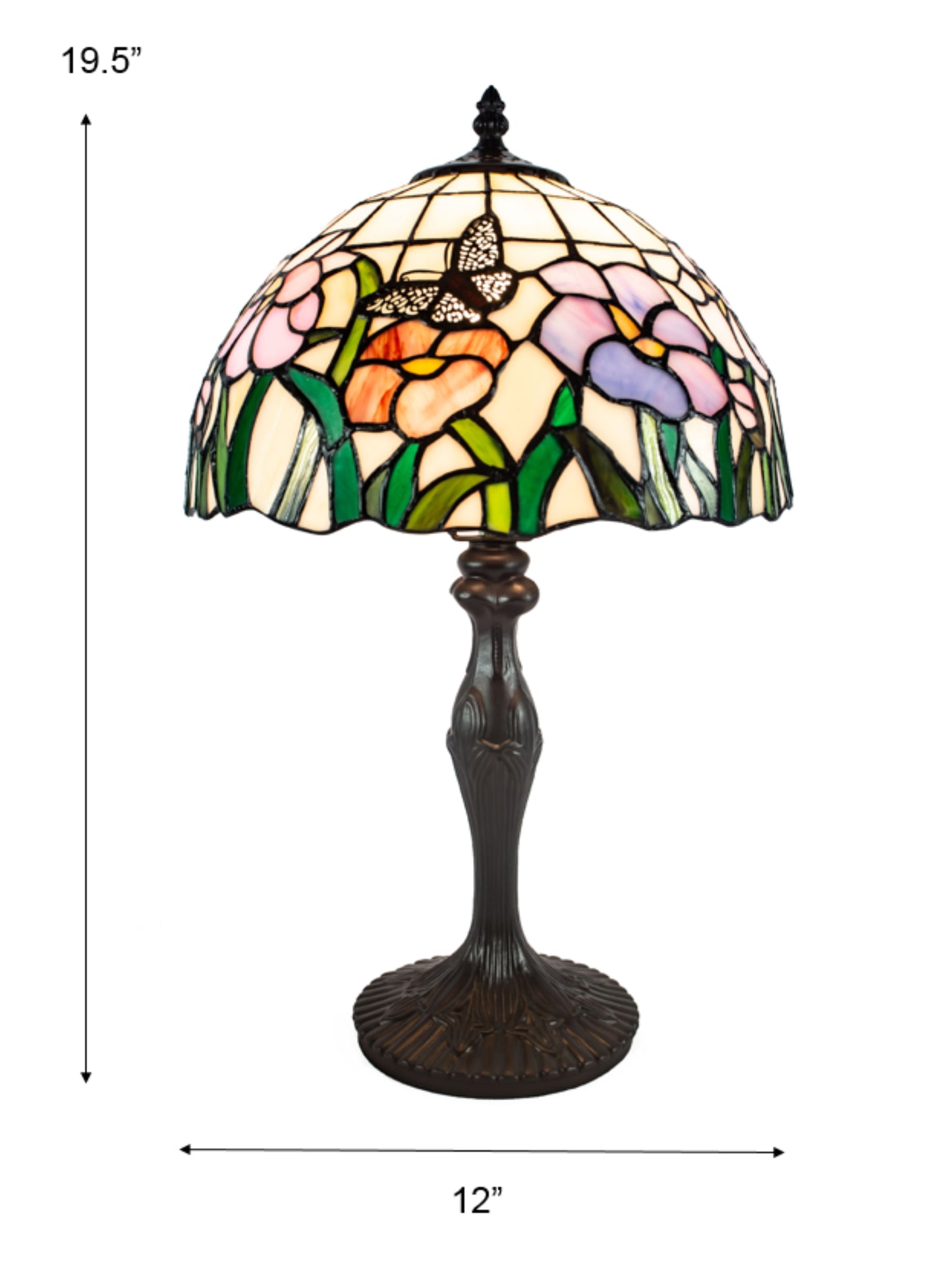Pazio Floral Butterfly Tiffany Table Lamp