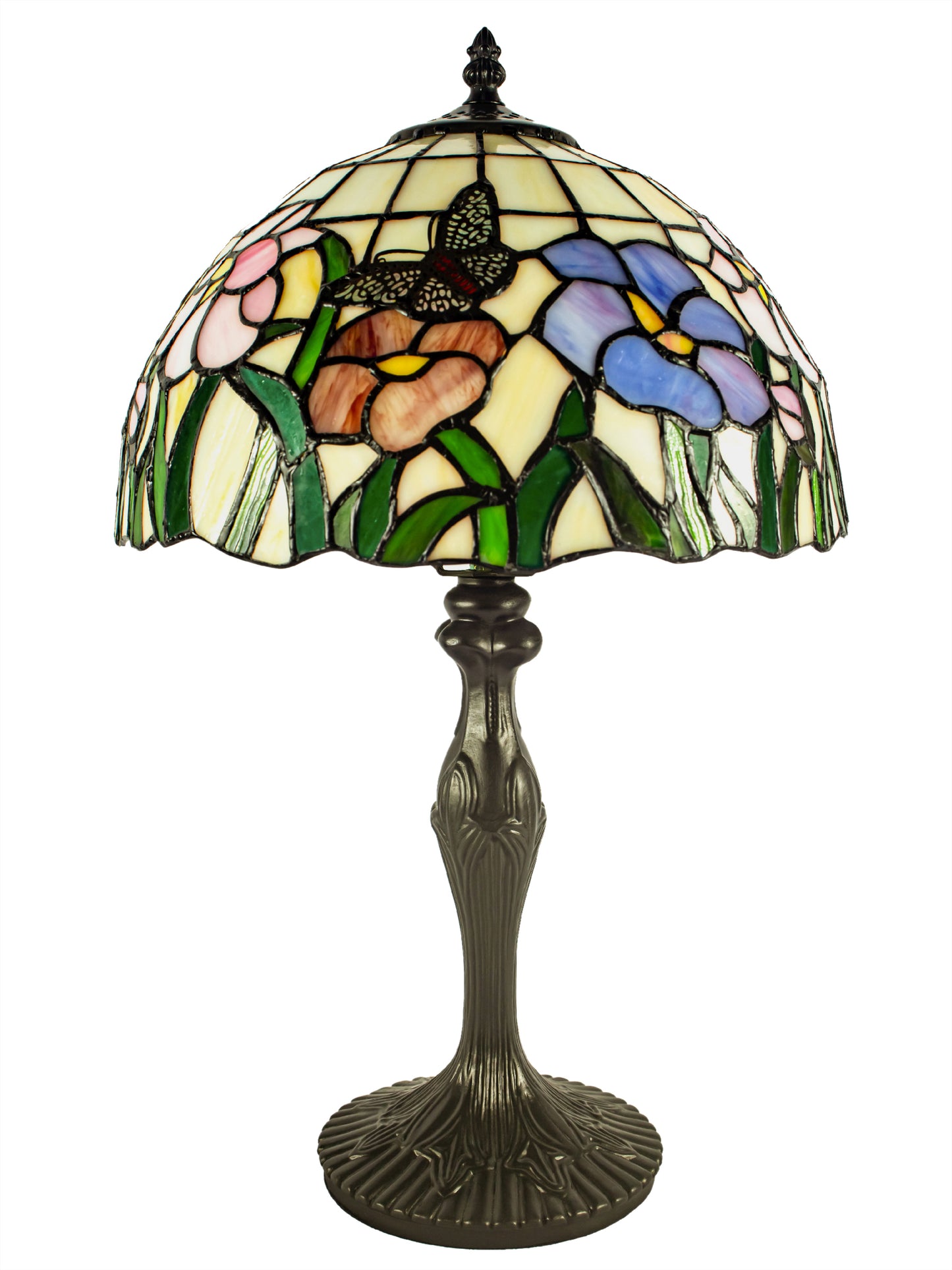 Pazio Floral Butterfly Tiffany Table Lamp