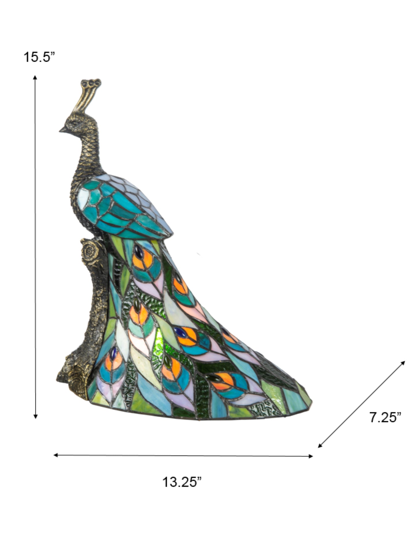 Galana Turquoise Peacock Tiffany Accent Lamp