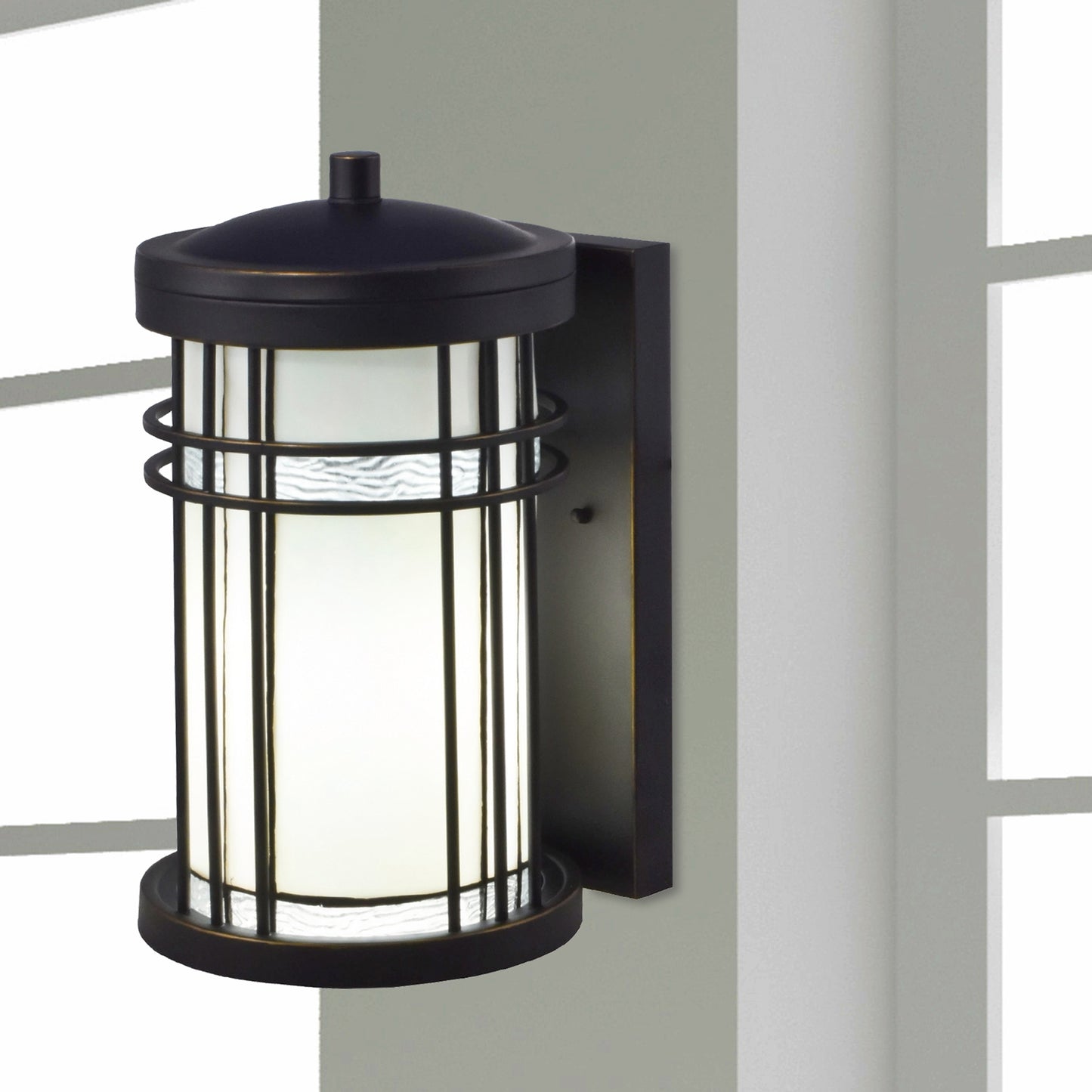Dijon Frosted Stained Glass Outdoor Tiffany Wall Sconce